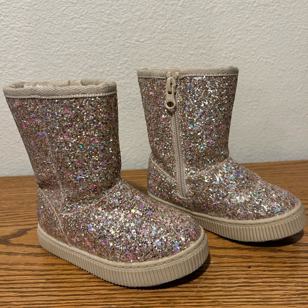 Cat &Jack Pink Sparkle Little Girls Boots - Picture 2 of 8